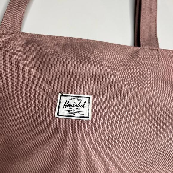Herschel Supply Co. Tote Bag Pink Rose Canvas Shopper Zip Top Logo Patch - Picture 10 of 10